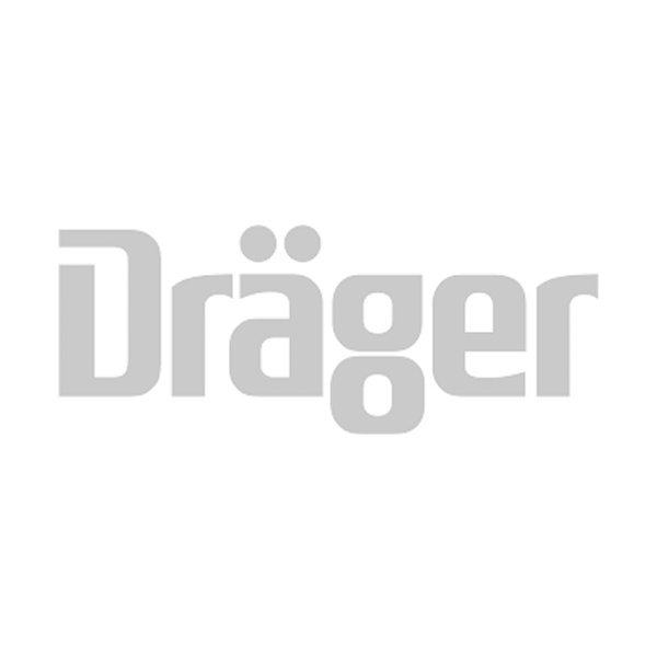 Das Bild zeigt das Dräger-Logo mit dem Wort Dräger in einer fetten, grauen Schrift. Der Buchstabe a enthält einen Umlaut, und der Hintergrund ist weiß.