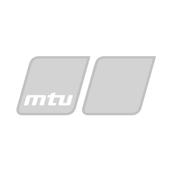 Ein einfaches Logo mit zwei abgerundeten Rechtecken nebeneinander; das linke Rechteck enthält die Kleinbuchstaben mtu in Weiß auf grauem Hintergrund, während das rechte Rechteck einfarbig grau ist.