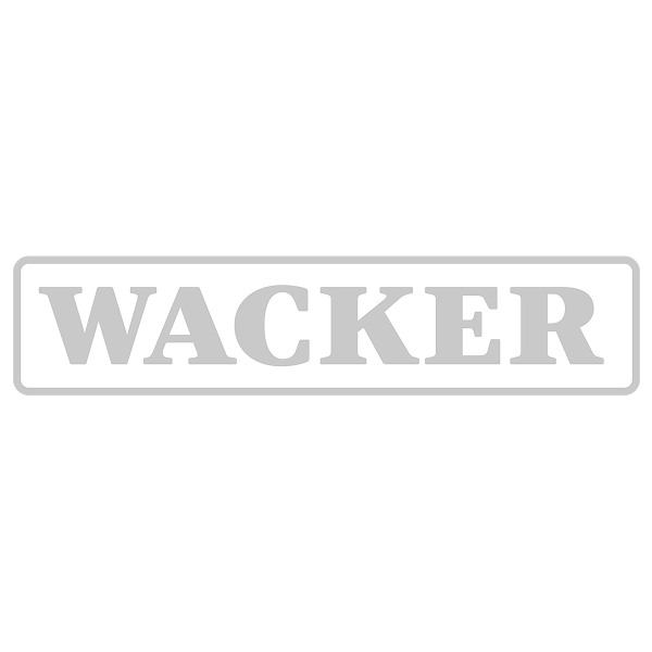 Das Bild zeigt das Wort WACKER in fetten Großbuchstaben innerhalb eines rechteckigen Rahmens, alles in Grau auf einem hellgrauen Hintergrund.